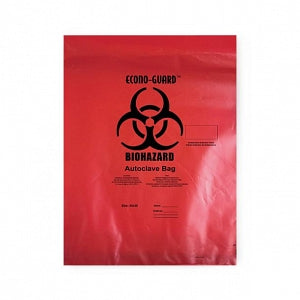 Action Health Econo-Guard Red Autoclave Bags - Econo-Guard Polypropylene Biohazard Autoclave Bag, 25"W x 35"H, 2 mil, Indicator, Red, "Biohazard" Print - ACR25X35