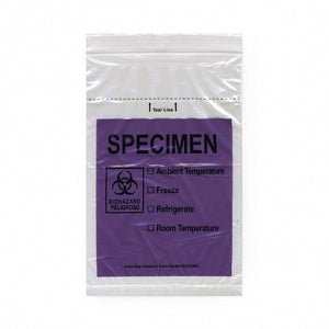 Action Bag Company Color Specimen Bags - Color-Coded Specimen Bag with Pouch, Purple, 6" x 9" - CCST69PL