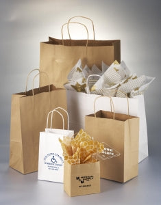 Action Bag Company Natural Kraft Paper Shopping Bags - Kraft Paper Shopping Bag with Handles, 12.625" x 6.25" x 15" - R1206015B