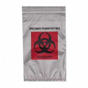 Action Bag Company Econo-Zip Specimen Transport Bags - Econo-Zip Transport Bag with Zip Closure, Specimen, Clear, Red and Black Biohazard Imprint, 3 Wall, 6" x 9" - STB60917