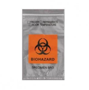 Action Bag Company Econo-Zip Specimen Transport Bags - Econo-Zip Transport Bag, Specimen, Clear, Orange and Black Biohazard Imprint, 2 mL, 6" x 9" - STB609-OR