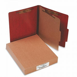 Acco Brands Recycled Pressboard Fastener Folders - 20-Pt. PRESSTEX Classification Folders, Red, Letter, 4-Section - 15004