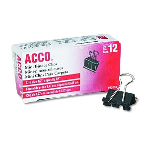 Acco Tempered Steel Binder Clips - Binder Clips, Mini, Black / Silver - 72010