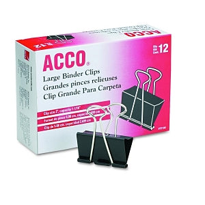 Acco Tempered Steel Binder Clips - Binder Clips, Large, Black / Silver - 72100