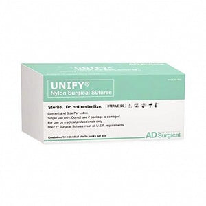 AD Surgical Unify Reverse Cutting Nylon Suture - SUTURE, NYLON M, 3-0, FS-2, 30", BLACK - M-N330R19