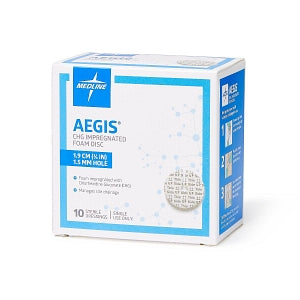 Medline Aegis CHG-Impregnated Foam Disc - Aegis CHG-Impregnated 0.75" Foam Disk Peel-Open Dressing with 1.5 mm Hole - AEG001S