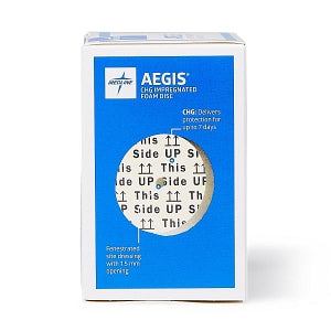 Medline Aegis CHG-Impregnated Foam Disc - Aegis CHG-Impregnated 0.75" Foam Disk Peel-Open Dressing with 1.5 mm Hole - AEG001S