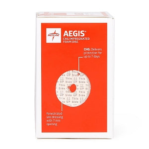 Medline Aegis CHG-Impregnated Foam Disc - Aegis CHG-Impregnated 1" Foam Disk Dressing in Sleeve with 7 mm Hole - AEG017S