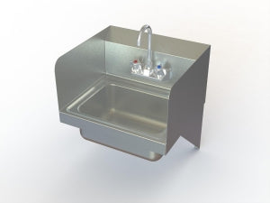 Aero Manufacturing Stainless Steel Sinks - Stainless Steel Hand Sink, Faucet, Two Side Splash - HSF2S