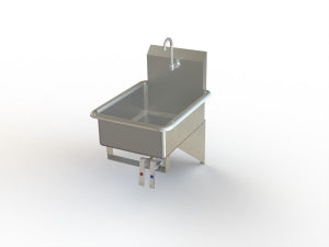 Aero Manufacturing Stainless Steel Sinks - Stainless Steel Hand Sink, Wall Mounted, Knee Operated, 21" x 16" x 12" - LK-12" DEEP