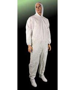 Cellucap Premium White Disposable Poly Coveralls - White SMS Hooded Coveralls, Size M - 5519M