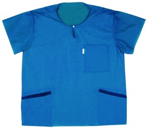 Molnlycke Blue Scrub Tops - Barrier Disposable Three-Pocket Scrub Top, Blue, Size S - 21610