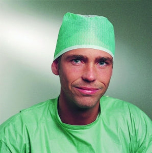 Molnlycke Barrier Surgical Caps - Philip Standard Surgical Cap with Tie Band, Green / White - 621301