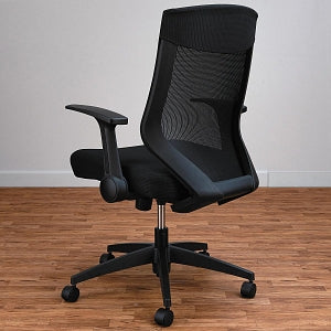 Alera Swivel Leather Office Chairs - Alera EB-K Series Synchro Mid-Back Flip-Arm Mesh Chair, Black / Black Frame - ALEEBK4217