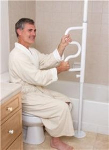 Alimed Security Pole and Curve Grab Bar - Security Pole, Grab Bar, White - 711814/NA/NA/WHITE