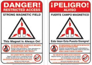 AliMed MRI Warning Wall Signs - MRI Warning Wall Sign, English, 12" x 18" - 921127