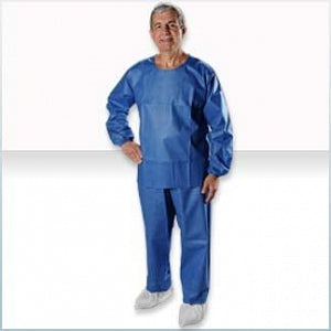 Alpha Pro Tech Critical Cover AlphaGuard Scrub Shirt and Pants - Long Sleeve Scrub Shirt, Round Neck, Blue, Size M - WS-23221-2