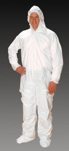 Alpha Pro Tech ComforTech Critical Cover Coveralls - White Coveralls, Hood, Aquatrak Boots, Size M - CV-J4C92-2