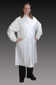 Alpha Pro Tech Microbreathe Critical Cover Frocks - Snap Collar Frock, Snap Close, White, Size XL - FK-52121-4