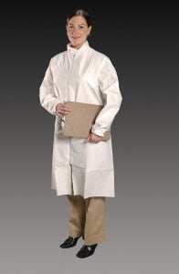 Alpha Pro Tech Critical Cover ComforTech Frocks - Snap Collar Frock, Zip Close, White, Size M - FK-J2141-2