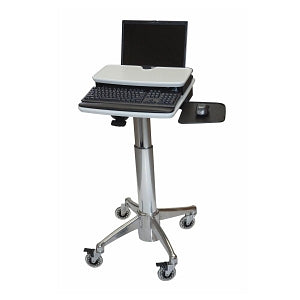 Altus Nonpowered Laptop Carts - Nonpowered Square Dual-Surface Laptop / LCD Cart, with Palm Support / Swing A Mouse, 18" Height Adjustment, 20" D x 20" W - HLC7P2-XX-0141-B