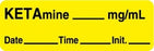 Centurion Centurion Anesthesia Syringe Labels - Ketamine Yellow mg / mL Tape - ALX36