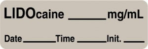 Centurion Centurion Anesthesia Syringe Labels - Lidocaine Gray mg / mL Tape - ALX39