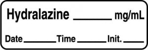 Centurion Centurion Anesthesia Syringe Labels - Hydralazine White mg / mL Tape - ALX862D
