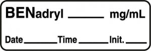 Centurion Centurion Anesthesia Syringe Labels - Benadryl White mg / mL Tape - ALX9W