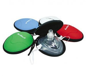 Ambu Res-Cue Mask - ResCue Adult CPR Mask with O2 Inlet, Elastic Strap and One-Way Valve in Nylon Case - 252-104