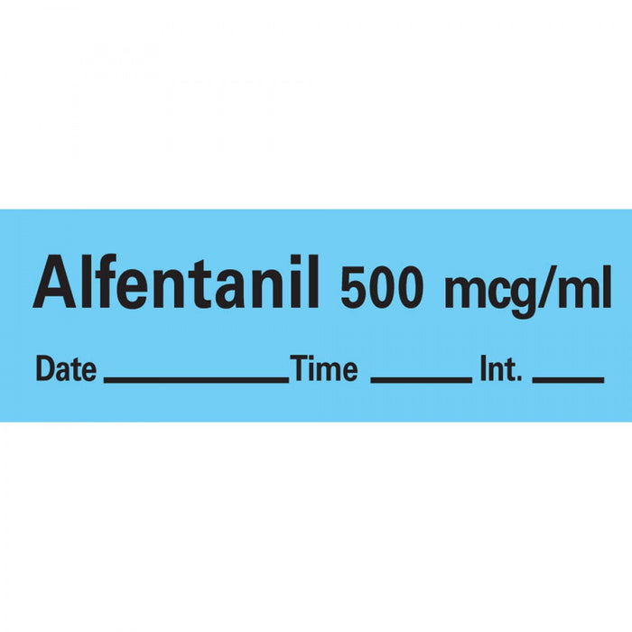 Anesthesia Tape With Date, Time, And Initial Removable Alfentanil 500 Mcg/Ml" 1" Core 1/2" X 500 Imprints Blue 333 500 Inches Per Roll