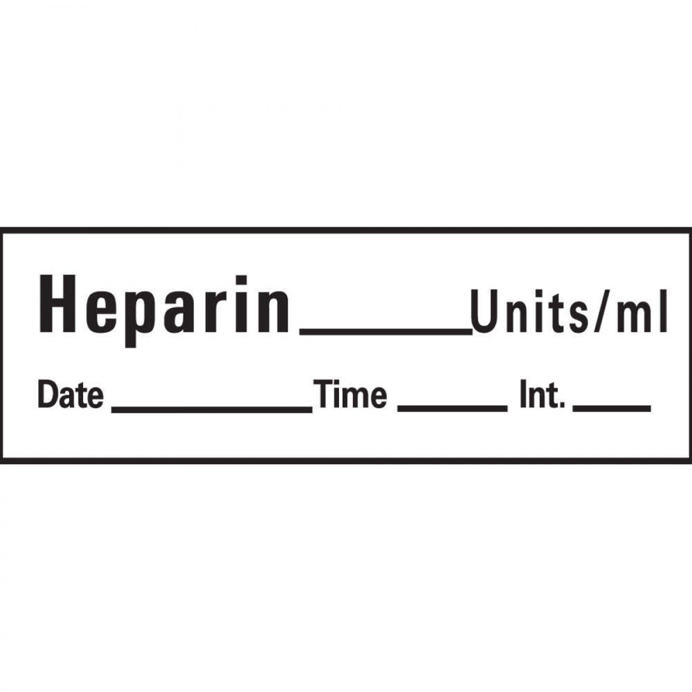 Anesthesia Tape With Date, Time, And Initial Removable Heparin Units/Ml 1" Core 1/2" X 500" Imprints White 333 500 Inches Per Roll