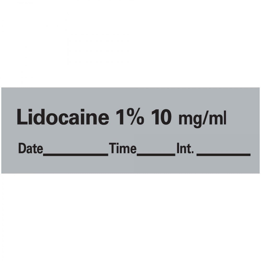 Anesthesia Tape With Date, Time, And Initial Removable Lidocaine 1% 10 Mg/Ml" 1 Core 1/2" X 500" Imprints Gray 333 500 Inches Per Roll