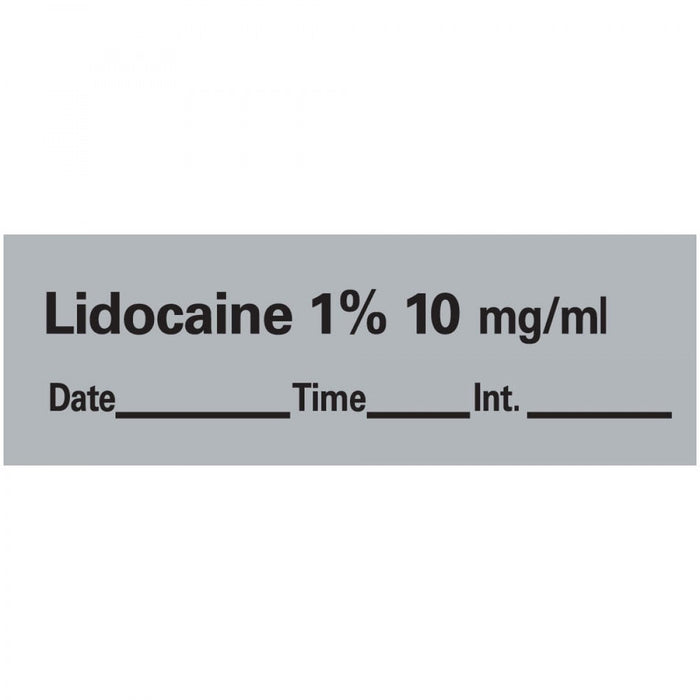 Anesthesia Tape With Date, Time, And Initial Removable Lidocaine 1% 10 Mg/Ml" 1 Core 1/2" X 500" Imprints Gray 333 500 Inches Per Roll