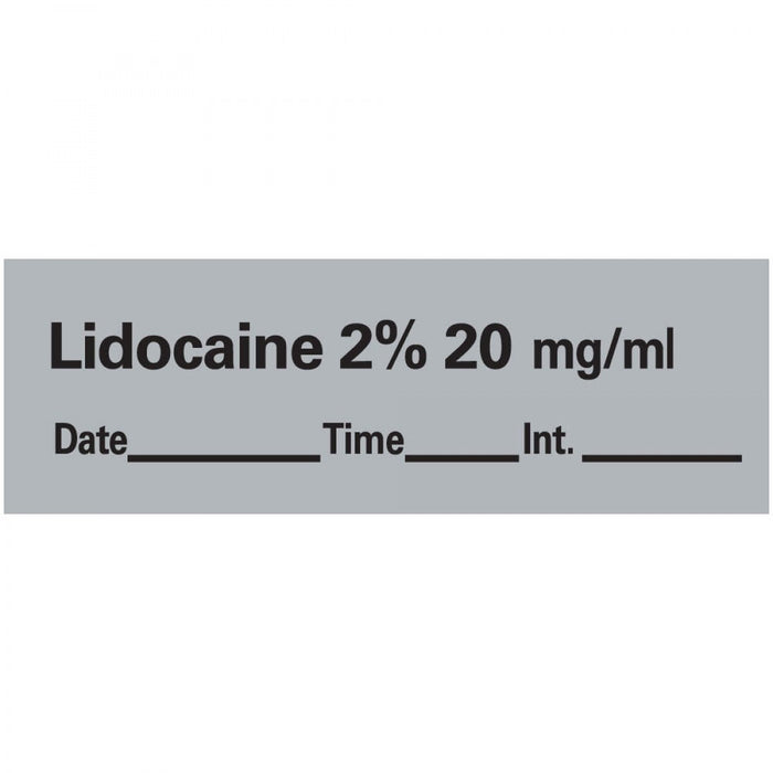 Anesthesia Tape With Date, Time, And Initial Removable Lidocaine 2% 20 Mg/Ml 1" Core 1/2" X 500" Imprints Gray 333 500 Inches Per Roll