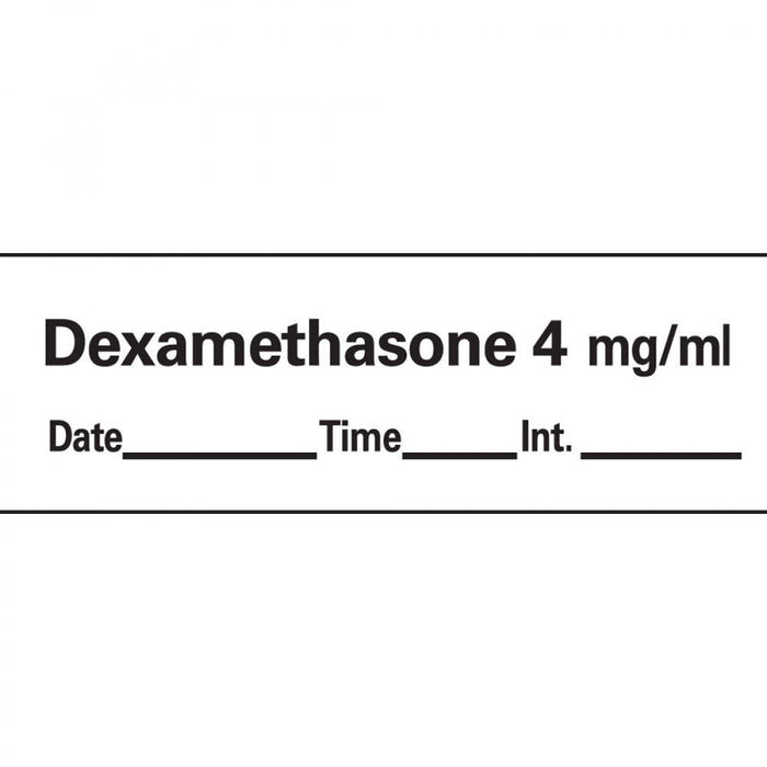 Anesthesia Tape With Date, Time, And Initial Removable Dexamethasone 4 Mg/Ml 1" Core 1/2" X 500" Imprints White 333 500 Inches Per Roll