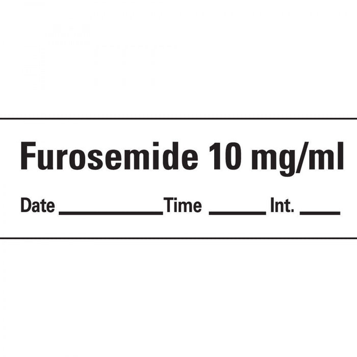 Anesthesia Tape With Date, Time, And Initial Removable Furosemide 1"0 Mg/Ml 1 Core 1/2" X 500" Imprints White 333 500 Inches Per Roll