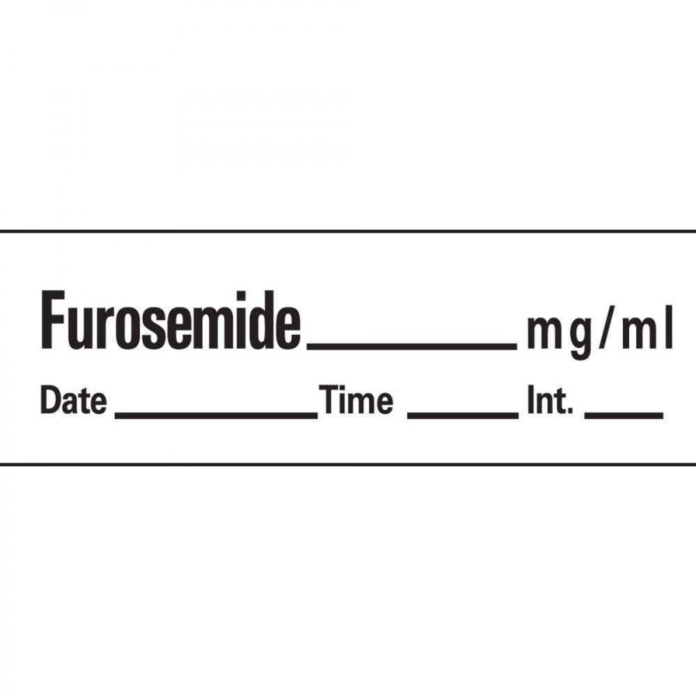 Anesthesia Tape With Date, Time, And Initial Removable Furosemide Mg/Ml 1" Core 1/2" X 500" Imprints White 333 500 Inches Per Roll