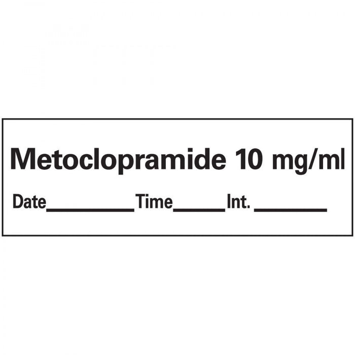 Anesthesia Tape With Date, Time, And Initial Removable Metoclopramide 10 Mg/Ml 1" Core 1/2" X 500" Imprints White 333 500 Inches Per Roll