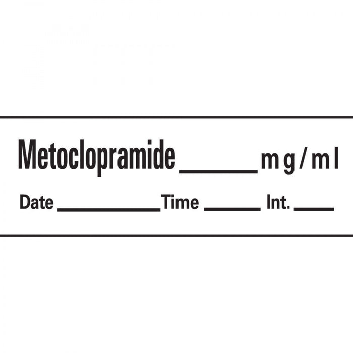 Anesthesia Tape With Date, Time, And Initial Removable Metoclopramide Mg/Ml 1" Core 1/2" X 500" Imprints White 333 500 Inches Per Roll