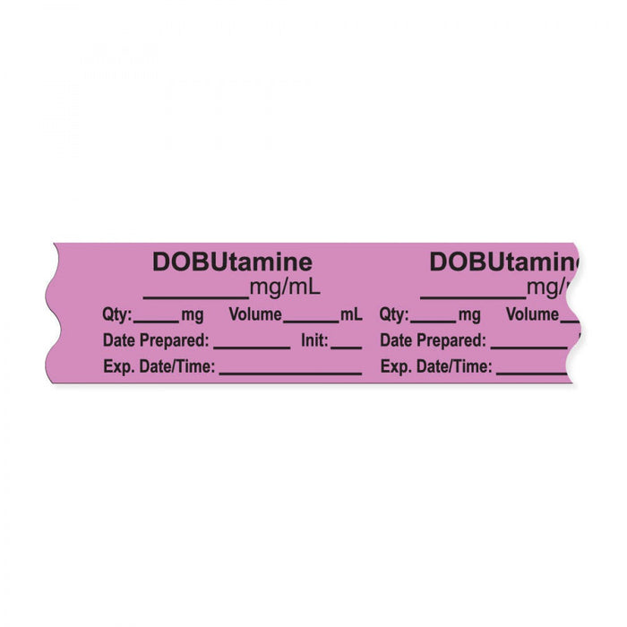 Anesthesia Tape, With Experation Date, Time, And Initial, Removable, "Dobutamine Mg/Ml", 1" Core, 3/4" X 500", Violet, 333 Imprints, 500 Inches Per Roll