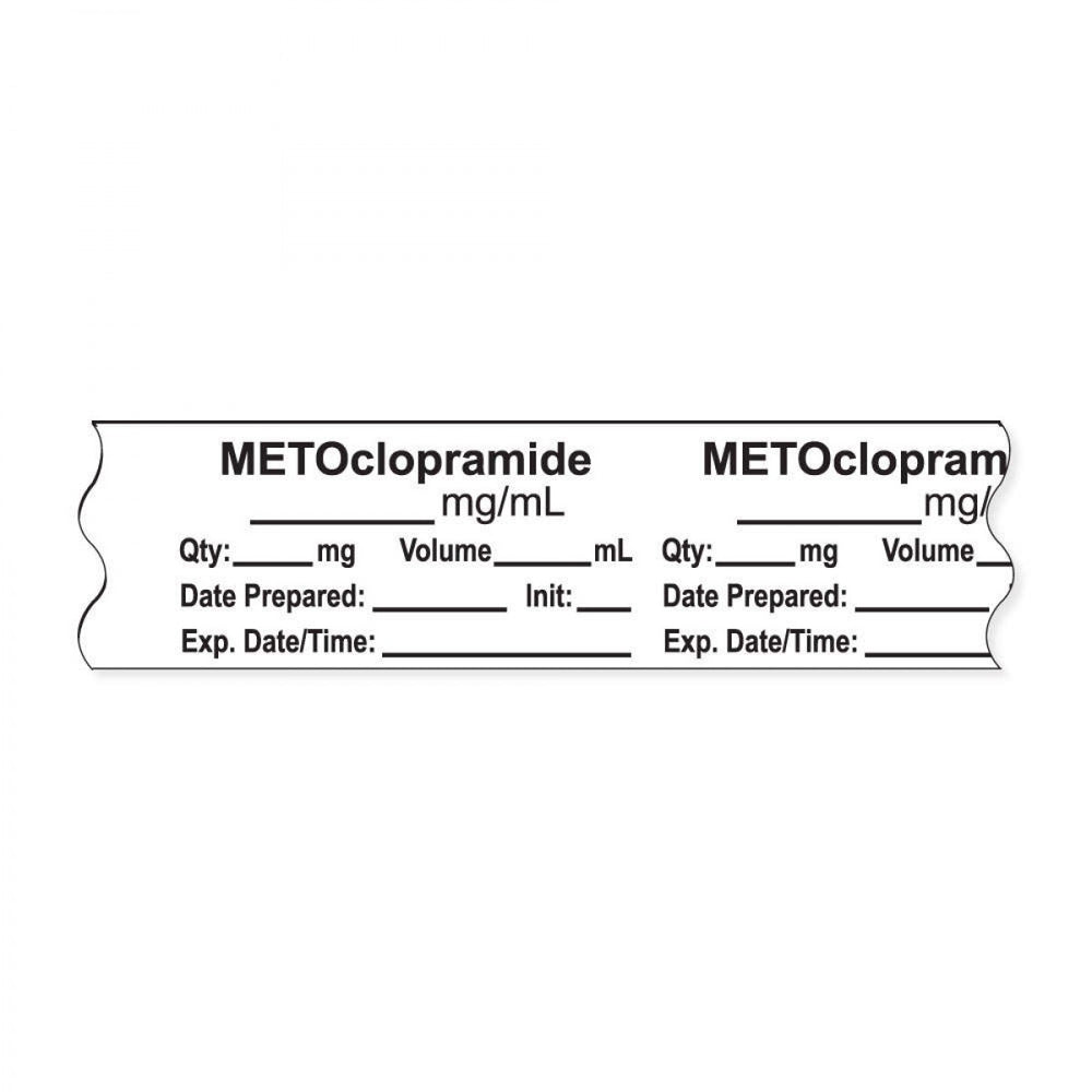 Anesthesia Tape, With Experation Date, Time, And Initial, Removable, "Metoclopramide Mg/Ml", 1" Core, 3/4" X 500", White, 333 Imprints, 500 Inches Per Roll