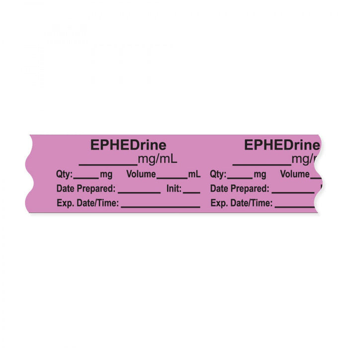 Anesthesia Tape, With Experation Date, Time, And Initial, Removable, "Ephedrine Mg/Ml", 1" Core, 3/4" X 500", Violet, 333 Imprints, 500 Inches Per Roll