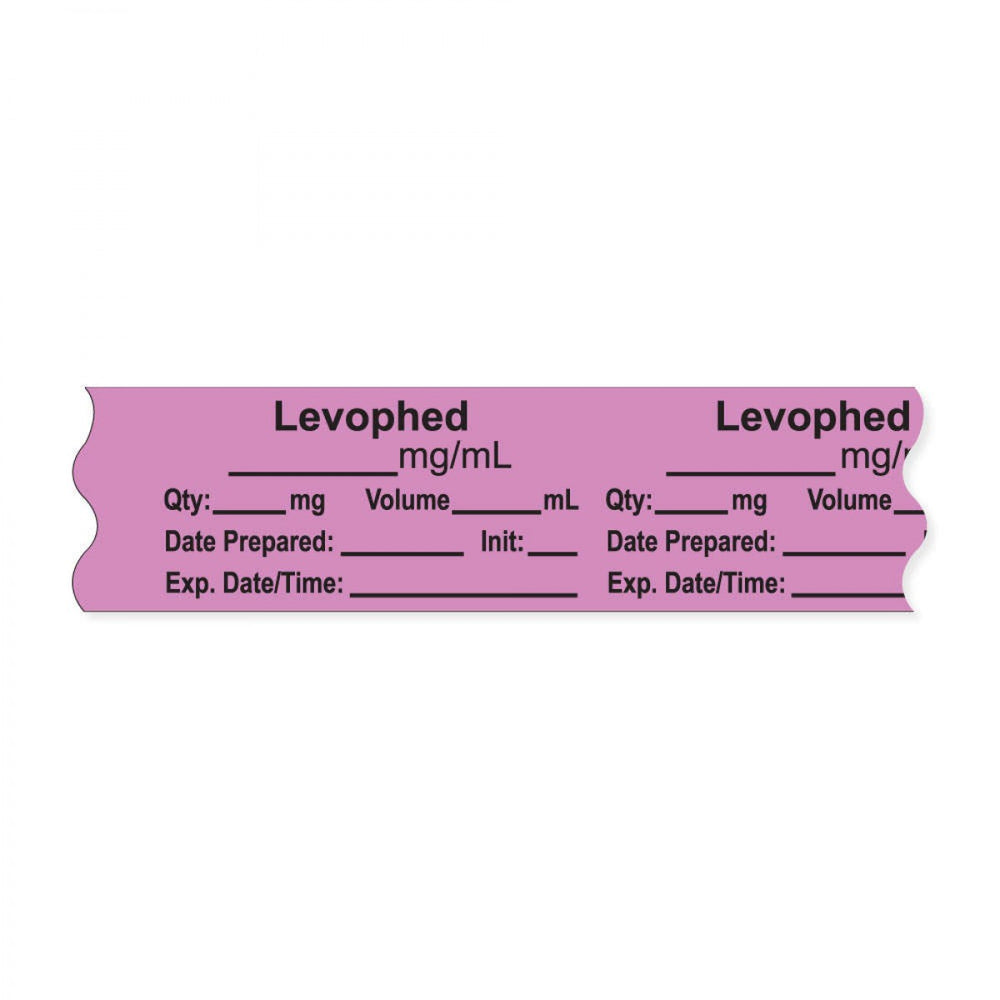 Anesthesia Tape, With Experation Date, Time, And Initial, Removable, "Levophed Mg/Ml", 1" Core, 3/4" X 500", Violet, 333 Imprints, 500 Inches Per Roll