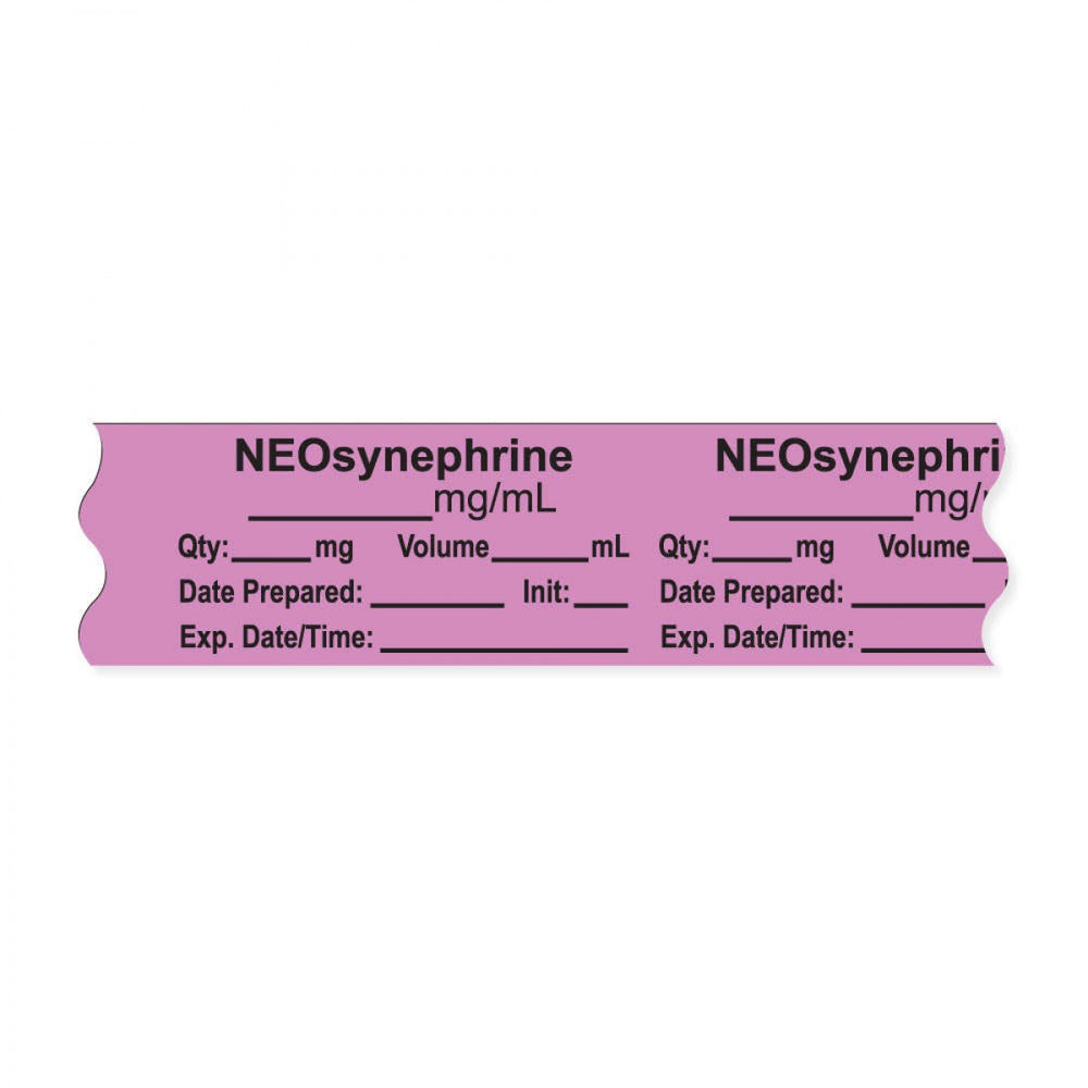 Anesthesia Tape, With Experation Date, Time, And Initial, Removable, "Neosynephrine Mg/Ml", 1" Core, 3/4" X 500", Violet, 333 Imprints, 500 Inches Per Roll