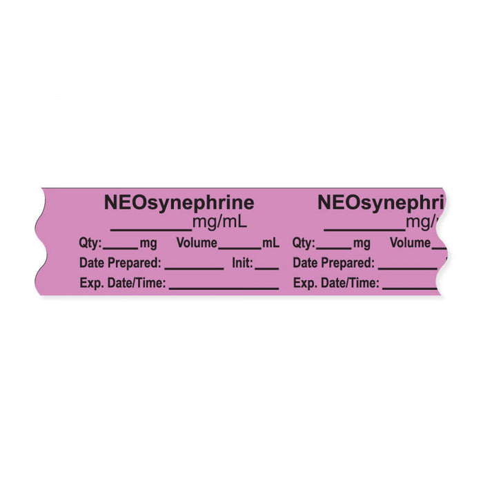 Anesthesia Tape, With Experation Date, Time, And Initial, Removable, "Neosynephrine Mg/Ml", 1" Core, 3/4" X 500", Violet, 333 Imprints, 500 Inches Per Roll