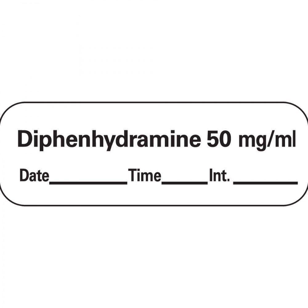 Anesthesia Tape With Date, Time, And Initial Removable Diphenhydramine 50 Mg/Ml 1" Core 1/2" X 500" Imprints White 333 500 Inches Per Roll