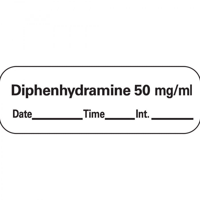 Anesthesia Tape With Date, Time, And Initial Removable Diphenhydramine 50 Mg/Ml 1" Core 1/2" X 500" Imprints White 333 500 Inches Per Roll