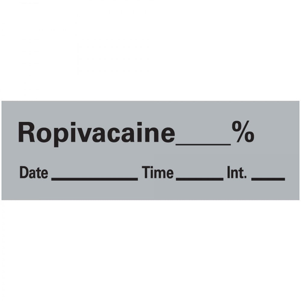 Anesthesia Tape With Date, Time, And Initial Removable Ropivacaine % 1" Core 1/2" X 500" Imprints Gray 333 500 Inches Per Roll