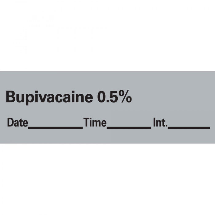 Anesthesia Tape With Date, Time, And Initial Removable Bupivacaine 0.5% 1" Core 1/2" X 500" Imprints Gray 333 500 Inches Per Roll